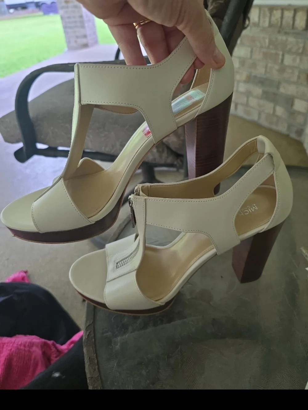 Michael Kors Berkley cream block heel sandals 9.5